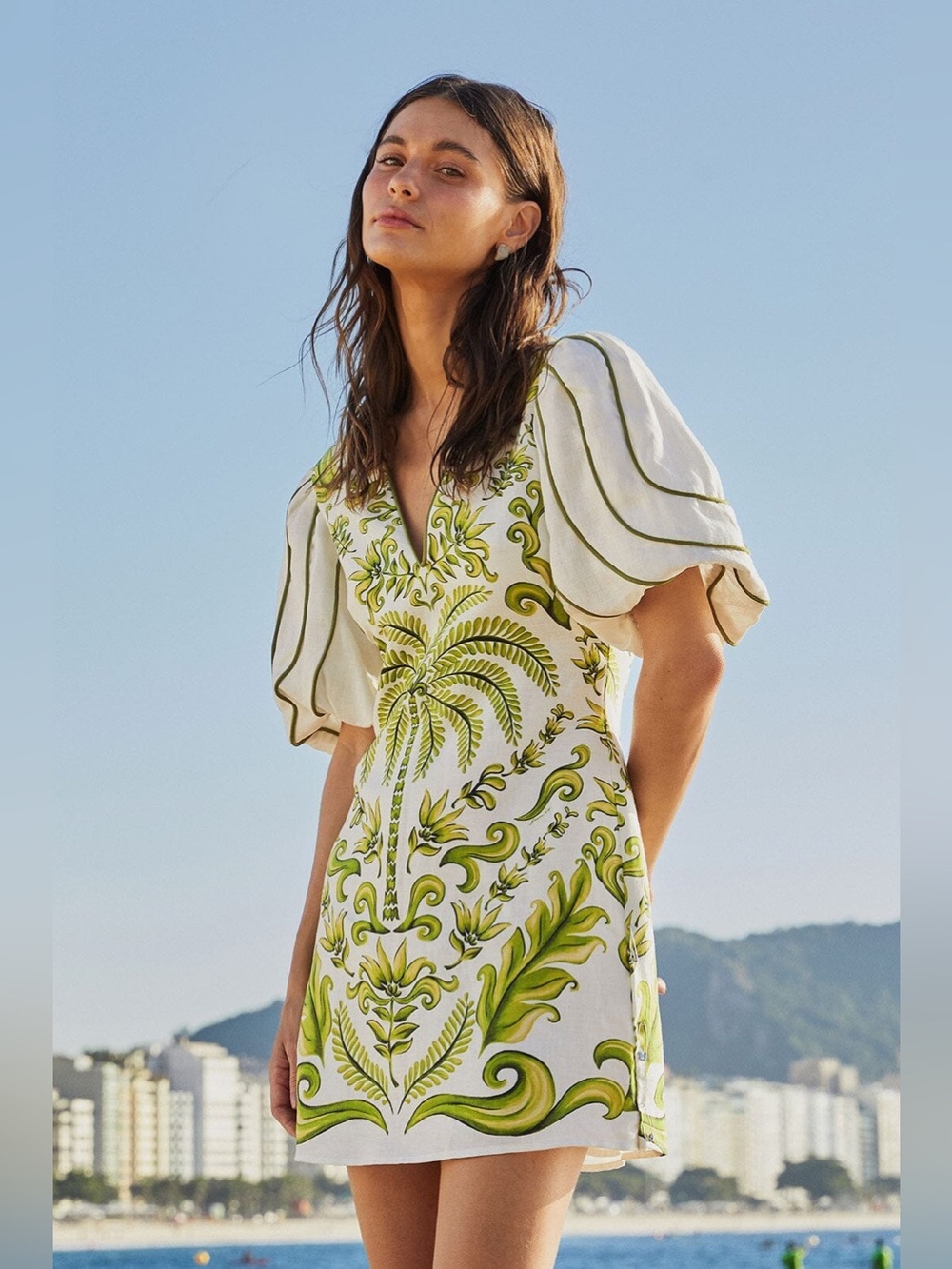 Farm Rio: Off-White Milani V Neck Mini Dress - Picture 7 of 12